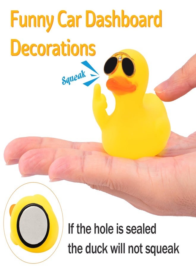 wonuu 3pcs Rubber Duck Car Diamond Mid-Finger Duck Ornament Dashboard Decorations Quirky Car Accessories - Image 5